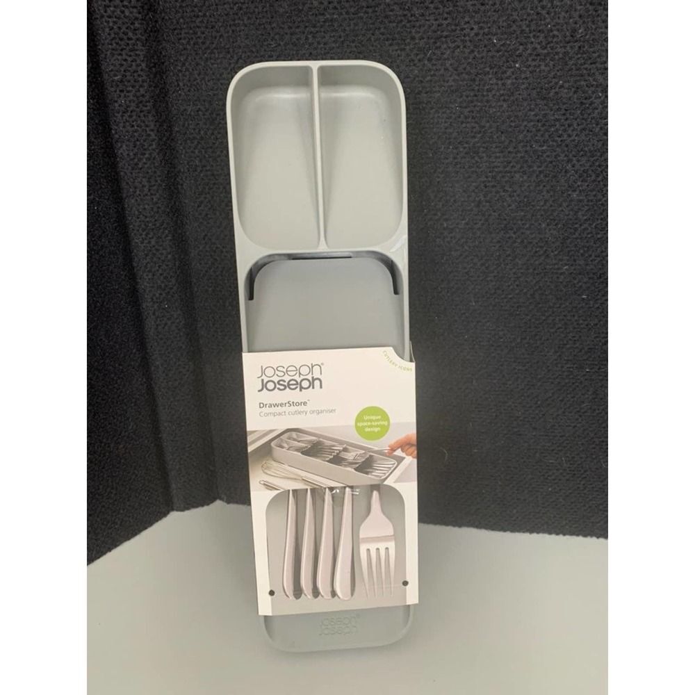 Joseph DrawerStore Compact Cutlery Organizer Kitchen Small, Gray.  85119 New and